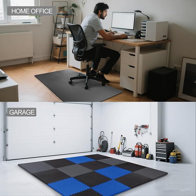 Puzzle Exercise Gym Flooring Mat, 3/4" Thick High-Density EVA Interlocking Tiles, Workout Mat for Home Gym, Fitness Equipment, MMA, Gymnastics, 24-Piece Shock-Absorbing Exercise Mat (96 Sq Ft)