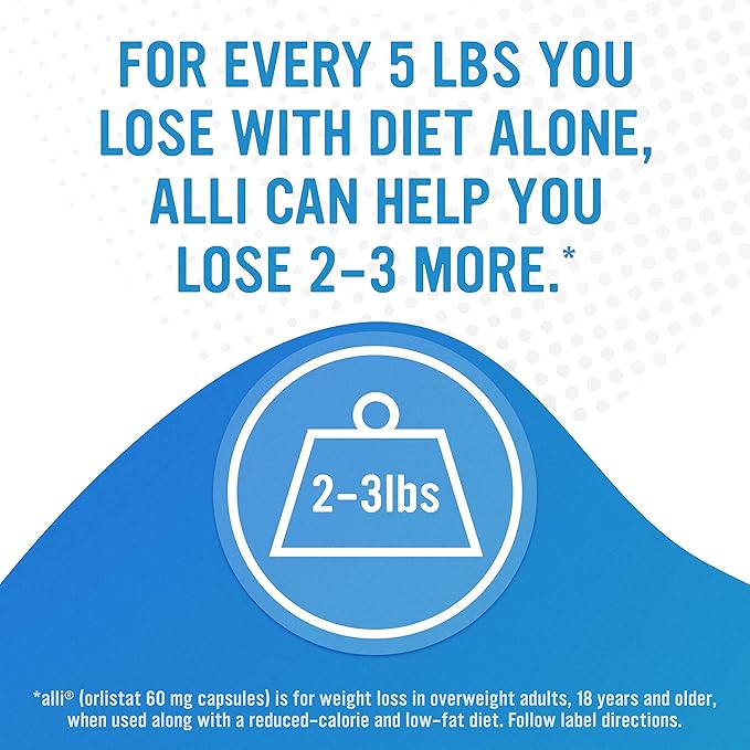 alli Diet Weight Loss Supplement Pills, Orlistat 60mg Capsules Starter Pack, Non prescription weight loss aid, 60 count(Pack of 1)
