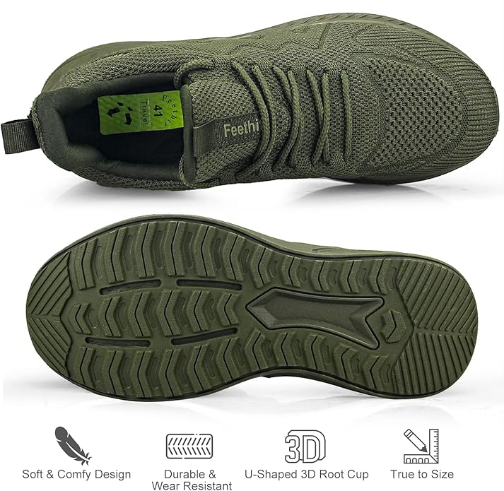 Feethit Mens Non Slip Walking Sneakers Lightweight Breathable Slip on Running Shoes Athletic Gym Tennis Shoes for Men