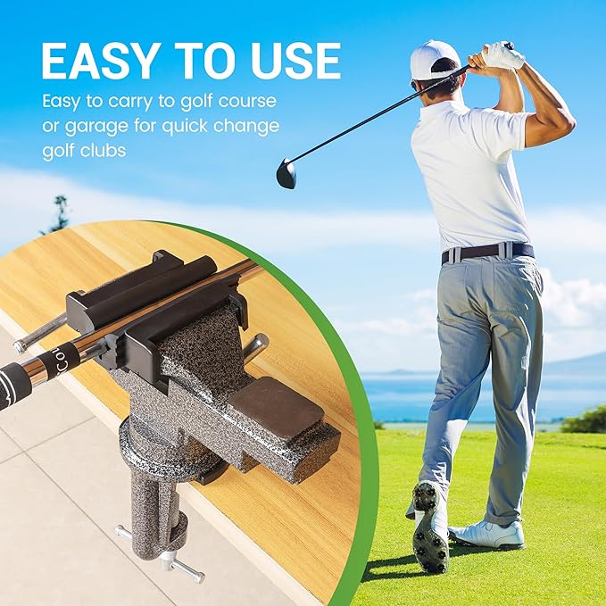 Liaakrr Golf Grip Kit for Regripping Golf Clubs, Golf Club Regripping Kit- Portable Table Vise Clamp, Hook Blade, 13 Tape Strips (2"x10"), Rubber Sleeve for DIY/Pro Club Repair-Complete Grip Replacement Tool Set for Home or Travel