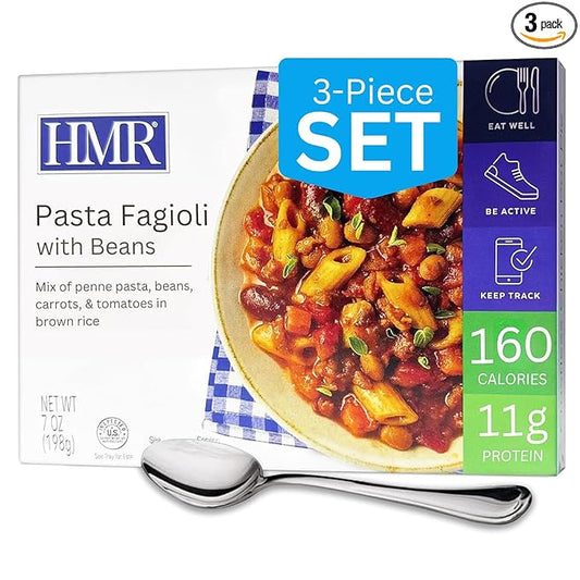 3-Pack HMR Pasta Fagioli Entrée | Pre-packaged Lunch or Dinner to Support Weight Loss | Ready to Eat | Vegetarian | 11g of Protein | Low Calorie Food | 8oz Serving per Meal