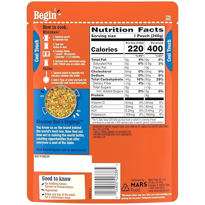 BEN'S ORIGINAL Ready Rice Basmati Rice, Easy Side Dish, 8.5 oz Pouch (Pack of 6)