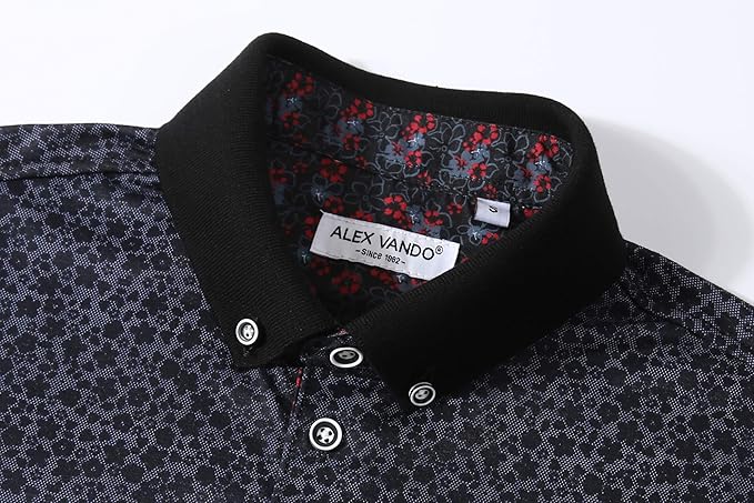 Alex Vando Mens Polo Shirts Short Sleeve Regular Fit Fashion Designed Shirt