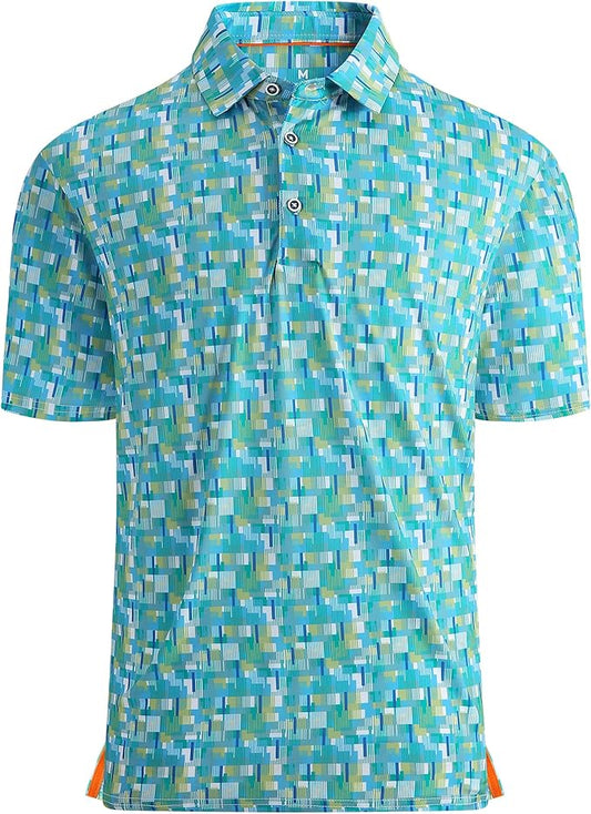 Damipow Premium Golf Shirts for Men Dry Fit Performance Polo Short Sleeve Collared Shirt