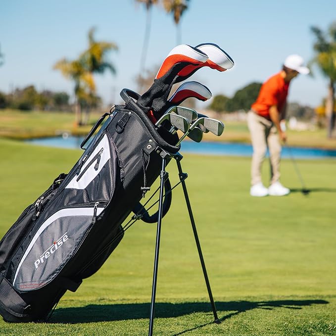 14-Piece Men’s Complete Golf Club Set - All Graphite Shafts (A Flex & Non-A Flex), Titanium Driver, Hybrid, 5-PW Irons, Putter, Stand Bag, Senior-Friendly Golf Clubs for Men, Right/Left Handed