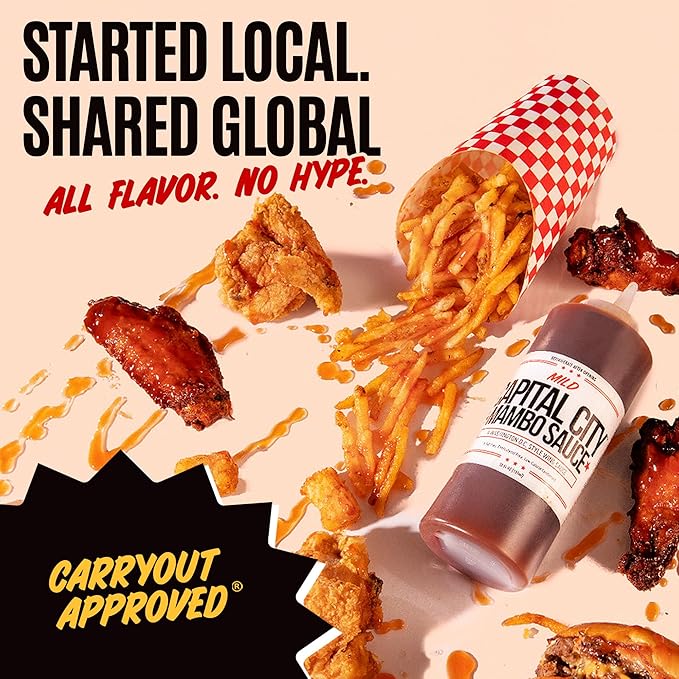 Capital City Mambo Sauce Mild, Washington DC Wing Sauces, Perfect Condiment for Wings Chicken Pork Beef Seafood Burgers Rice or Noodles, 32 oz
