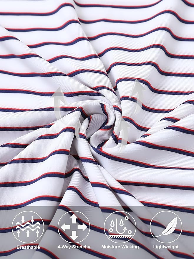 Rouen Mens Polo Shirts Short Sleeve Dry Fit Performance Moisture Wicking Causal Striped Polo Collared Golf Shirts for Men