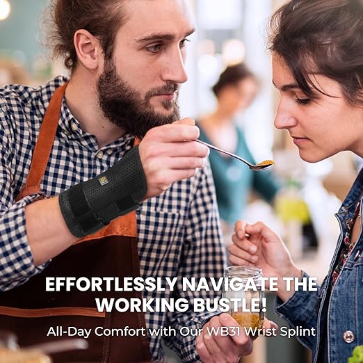 Bracoo Wrist Brace for Carpal Tunnel Day & Night, Adjustable Wrist Support Wrap with Splint, For Women Men, Fit Right Left Hand, Arthritis, Tendonitis, Sprain, Carpal Tunnel Syndrome, WB31