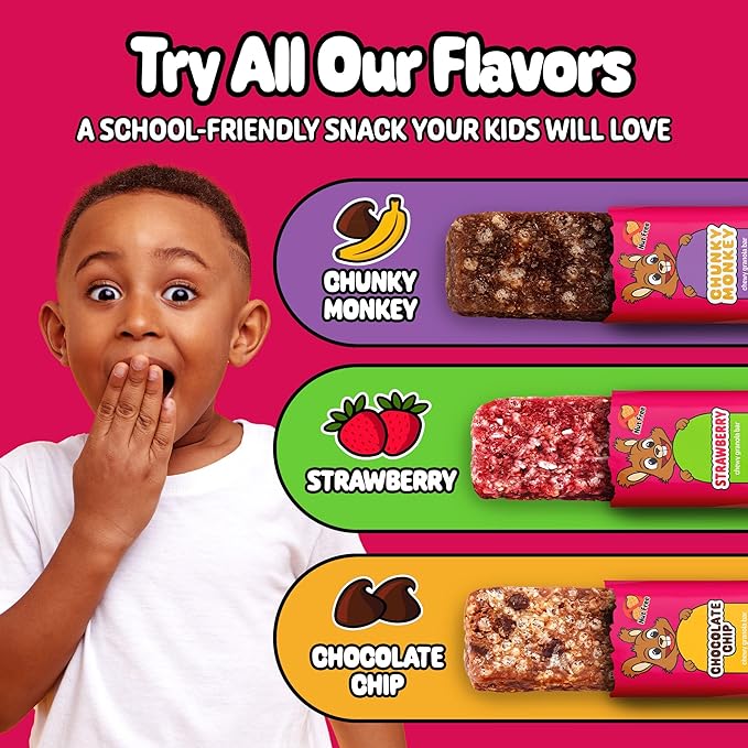 Snakkidz Organic Chewy Granola Bar, Allergen Free, Made with Avocado Oil, Low Sugar (45 Bars, Chunky Monkey)
