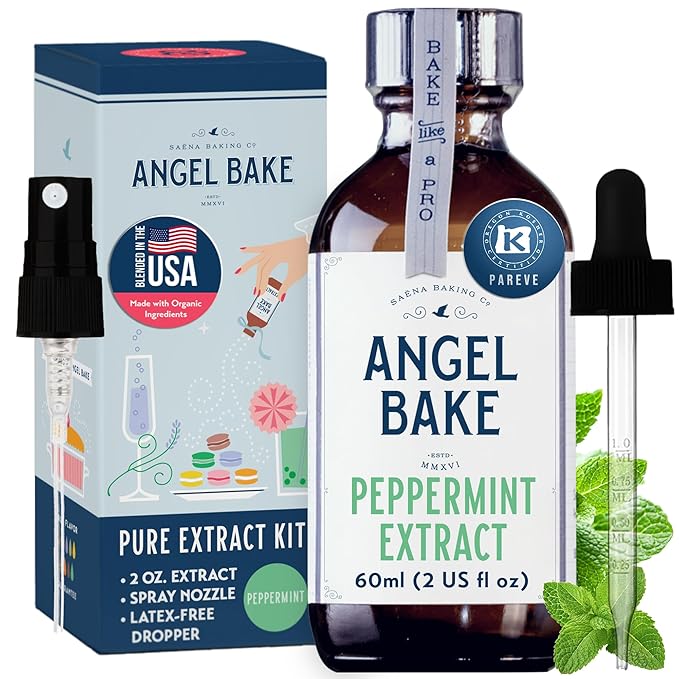 Pure Peppermint Extract for Baking and Mixology - Culinary Aromatics, Kosher, Keto Friendly, Vegan, Gluten-Free for Cooking, Desserts, Beverages (2 Oz Extract with Latex-Free Dropper & Spritzer)