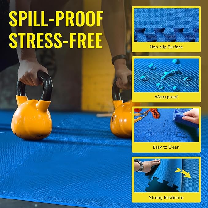 Hulkfit Puzzle Exercise Mat with EVA Foam Mat Interlocking Floor Tiles for Home Gym Mats Flooring for Garage Floor Padding for Kids Exercise Equipment Mats