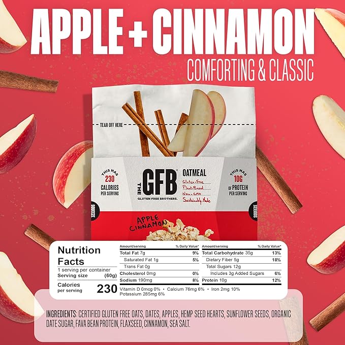 The GFB Variety Pack of Protein Oatmeal Cups - Unique Pop-Up Bowl - Gluten Free, Plant Based, Non GMO, Sustainably Made - Ridiculously Tasty, Healthy, Vegan Protein Instant Oatmeal, 2 oz (6 Count)