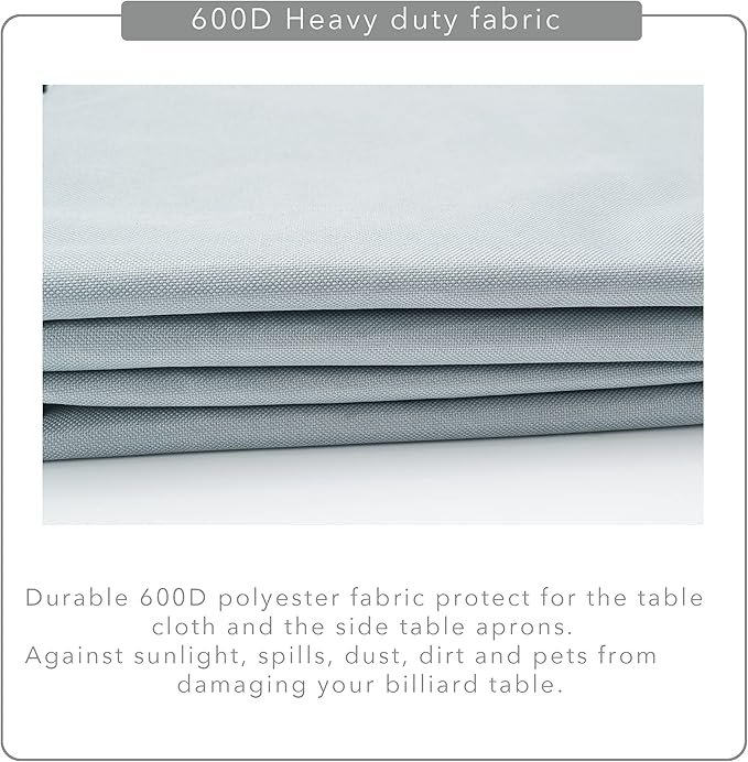 7/8/9FT Heavy Duty 600D Polyester Canvas Billiard Pool Table Cover(7 Colors Available) (Gray, 7-Foot)