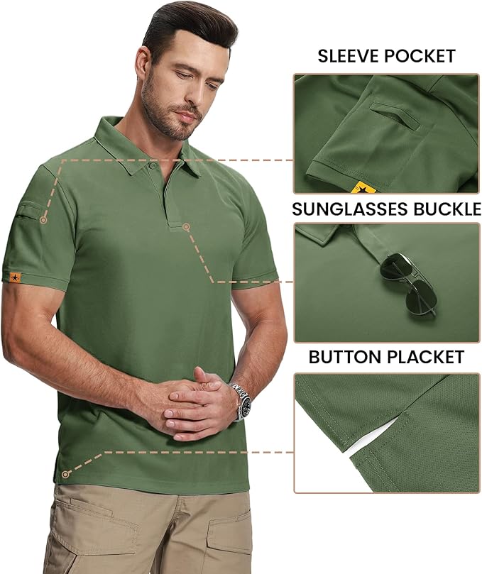 ZITY Mens 2 Pack Polo Shirts Short Sleeve Performance Sports Golf Shirt for Men Tactical Shirt