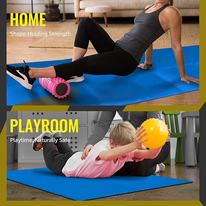 Hulkfit Puzzle Exercise Mat with EVA Foam Mat Interlocking Floor Tiles for Home Gym Mats Flooring for Garage Floor Padding for Kids Exercise Equipment Mats