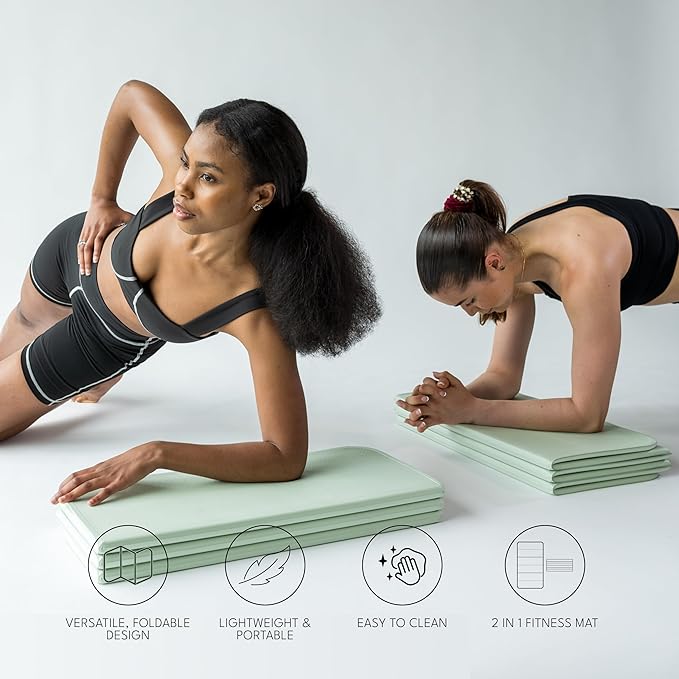 Foldable Multi-Purpose Fitness & Yoga/Pilates Mat, Workout Mat with Non-Slip Surface, Portable & Lightweight, For Studio or Home Use, As Seen on Shark Tank
