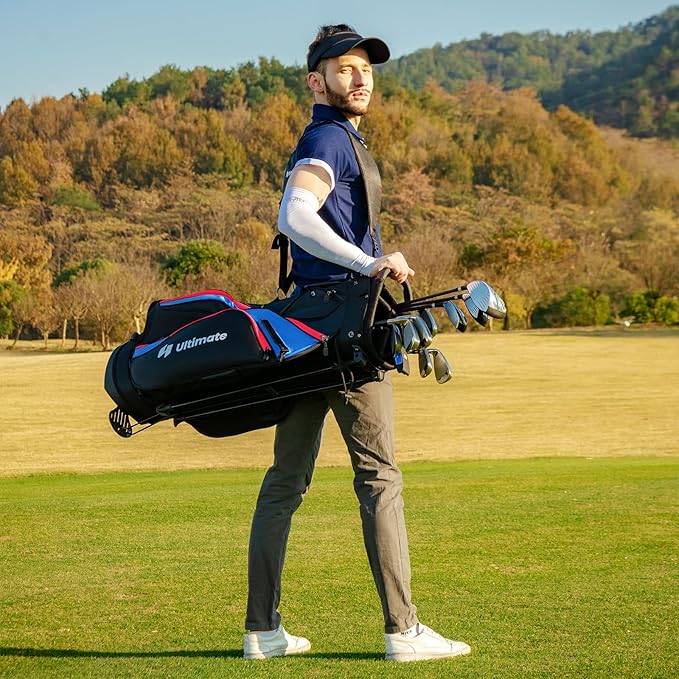 Goplus Complete Golf Club Package Set for Men, 11 PCS Right Handed Golf Clubs with 460CC #1 Driver, #3 Fairway Wood, #5 Hybrid, #5/#6/#7/#8/#9/#S/#P Irons, Putter, Golf Stand Bag with Rain Hood