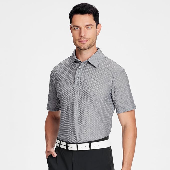 WARHORSEE Golf Polo Shirts for Men Short Sleeve Wrinkle Free 4 Way Stretch Moisture Wicking Performance Collared Tshirts