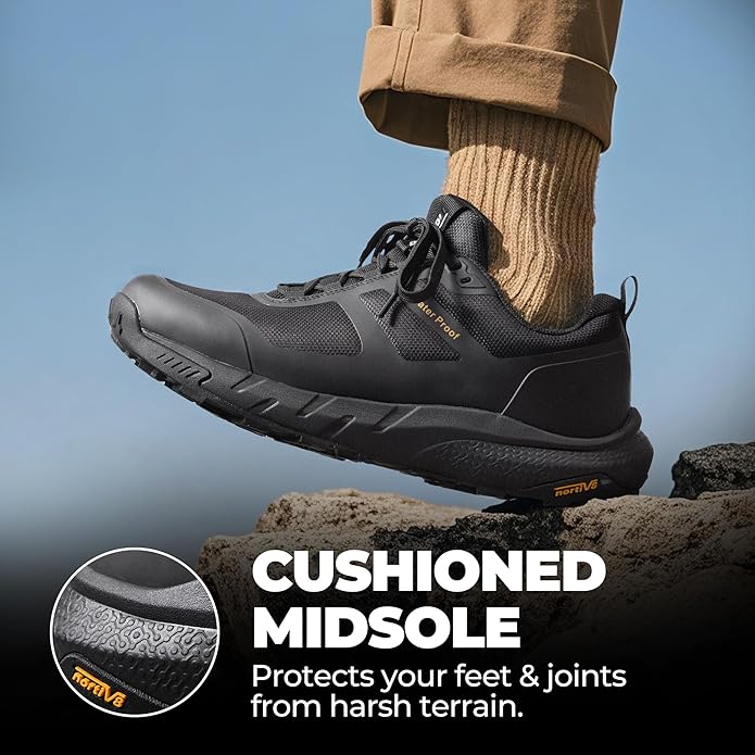 NORTIV 8 Men's Waterproof Hiking Shoes Lightweight Trekking Walking Fashion Sneakers with Arch Support for Camping Tennis Outdoor Training StreamRunner