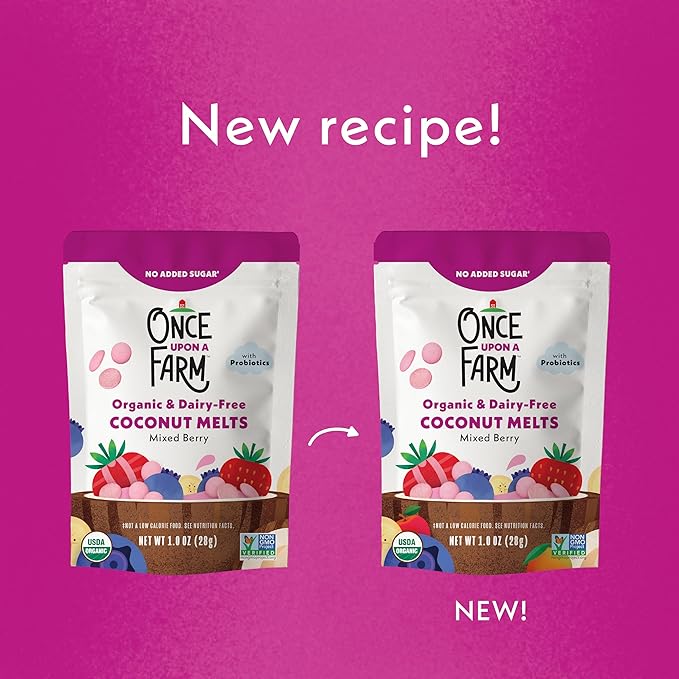 Once Upon A Farm Mixed Berry Coconut Melts with Probiotics, Organic, Dairy Free, 1 Ounces (Pack Of 8)