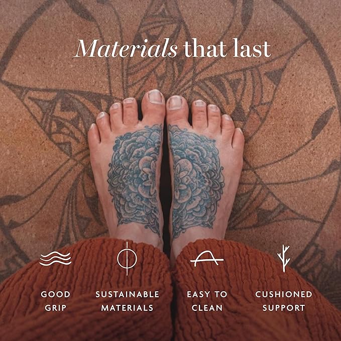 Cork Yoga Mat - Artist Designed, Premium Printed Eco-Friendly Non-Slip mat, Great for Regular & Hot Yoga, Pilates, Workouts 72 inch x 24 inch x 3mm Thick