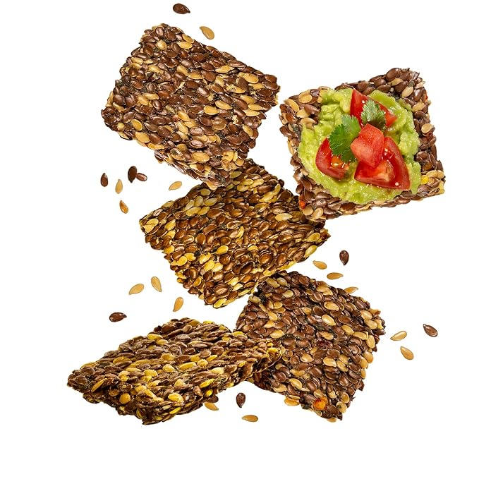 Flackers Organic Savory Flaxseed Crackers, 5 Ounce 4-Pack, Gluten Free, Non GMO, Vegan, Keto Snack, 8g Fiber, 3g Net Carbs