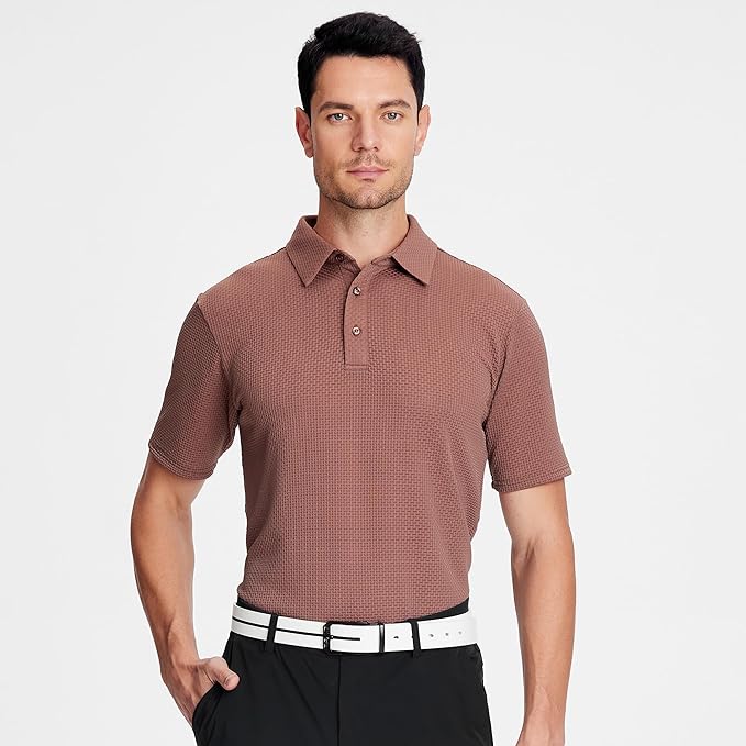 WARHORSEE Golf Polo Shirts for Men Short Sleeve Wrinkle Free 4 Way Stretch Moisture Wicking Performance Collared Tshirts