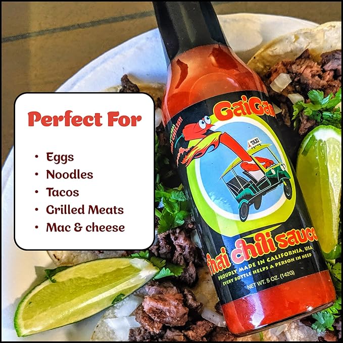 GaiGan - Thai Chili Pineapple Hot Sauce, Low-Calorie, All Natural Vegan Condiments with Low Sodium, Gluten Free & No Preservatives, 150 mL