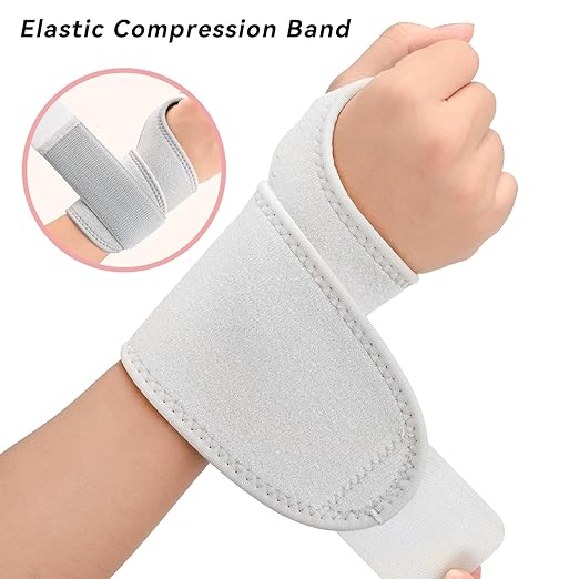 Wrist Support Brace for Right Left Hand 2 Pairs, Wrist Wraps for Women Men, Adjustable Wrist Brace for Carpal Tunnel Tendonitis, Arthritis, Pain Relief, Weightlifting, Sports, Day Night Support, Grey