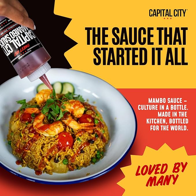 Capital City Mambo Sauce Sweet Hot, Washington DC Wing Sauces, Perfect Condiment for Wings Chicken Pork Beef Seafood Burgers Rice or Noodles, 128oz (1 Gallon)