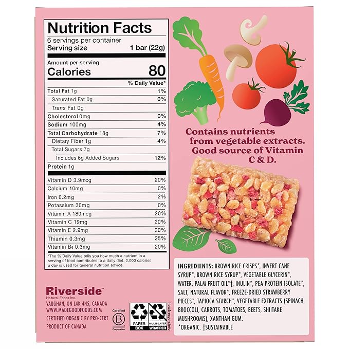 MadeGood Crispy Squares, Strawberry (36 Count) Gluten Free Snacks