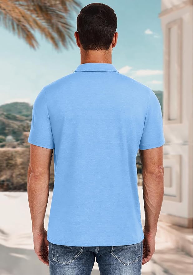 PEGENO Mens Polo Shirts Short Sleeve Casual Cotton Golf Shirts Performance Polo Shirts for Men
