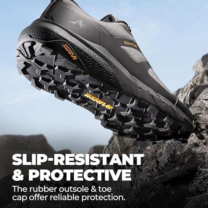 NORTIV 8 Men's Waterproof Hiking Shoes Lightweight Trekking Walking Fashion Sneakers with Arch Support for Camping Tennis Outdoor Training StreamRunner