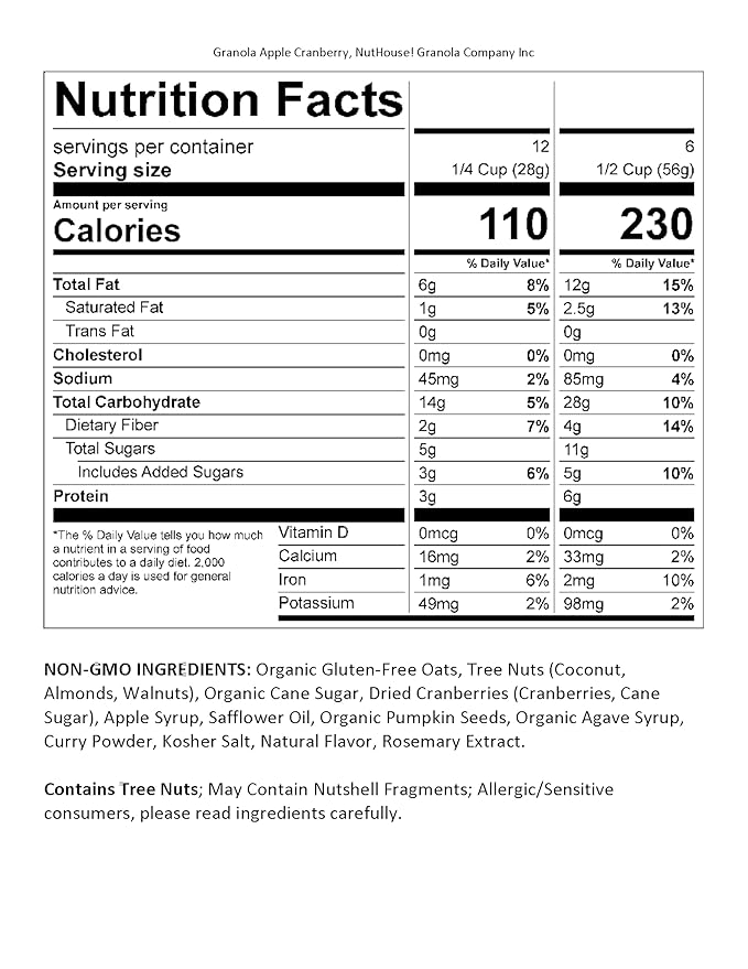NutHouse! Granola Company - Premium Apple-Cranberry Granola | Certified Gluten-Free, Non-GMO, Kosher | Vegan, Soy-Free | 12 oz. Bag (3-Pack)