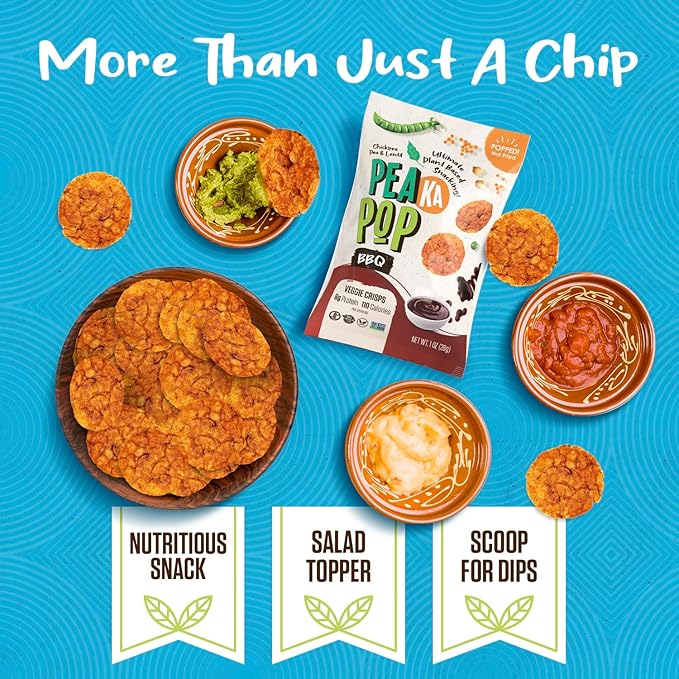 PeaKaPop Veggie Chips – Plant-Based, Healthy Veggie Crisps with Pea, Lentil & Chickpea Protein – Vegan, Gluten-Free, Popped Chips – Snack Size for Kids & Adults – 1 oz Bags (15-Pack) – Variety Pack