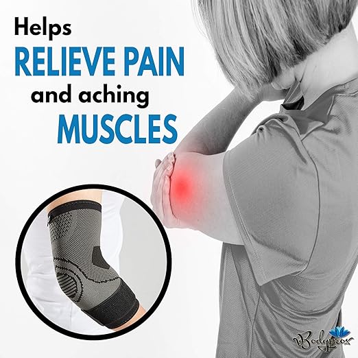 Bodyprox Elbow Brace with Strap for Tendonitis 2 Pack, Tennis Elbow Compression Sleeves, Golf Elbow Treatment