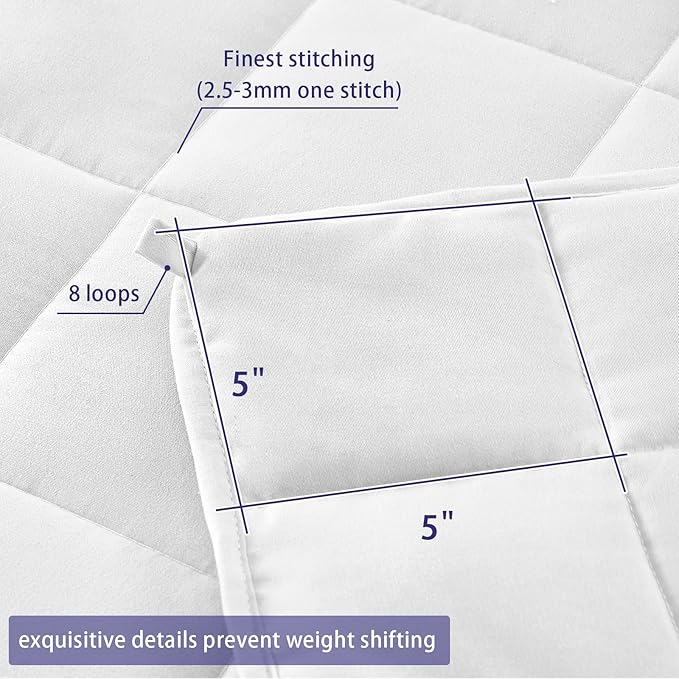 yescool Weighted Blanket for Adults (20 lbs, 88” x 104”, White) Cooling Heavy Blanket for Sleeping Perfect for 190-210 lbs, Queen Size Breathable Blanket with Premium Glass Bead, Machine Washable