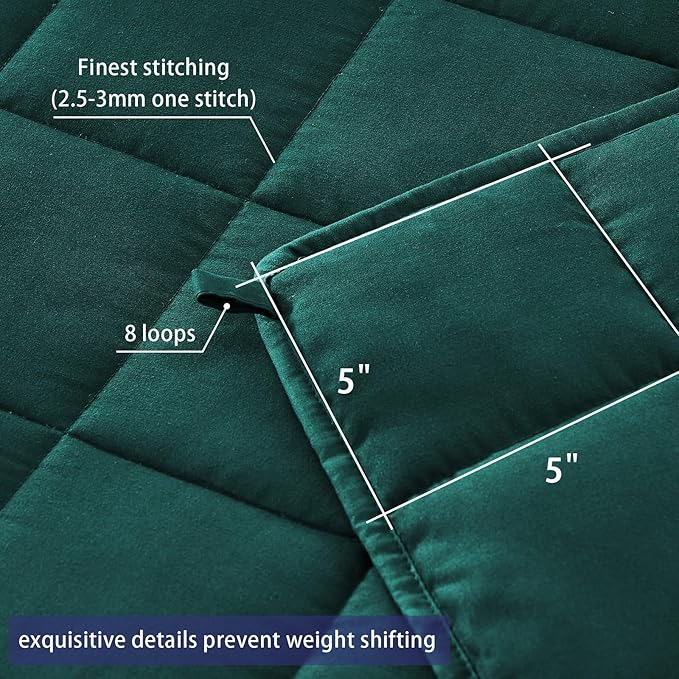 yescool Weighted Blanket for Adults (17 lbs, 48" x 72", Dark Green) Cooling Heavy Blanket for Sleeping Perfect for 190-210 lbs, Twin Size Breathable Blanket with Premium Glass Bead, Machine Washable