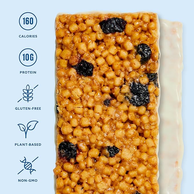 Mezcla Vegan Protein Bars, Gluten Free Snack Made with Pea Protein, Organic Vanilla, Blueberries and Other Premium Ingredients, Healthy Snacks, Canadian Maple Blueberry, 10g of Protein, 12 Pack