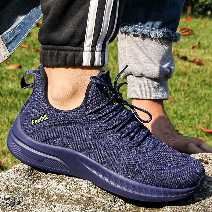 Feethit Mens Non Slip Walking Sneakers Lightweight Breathable Slip on Running Shoes Athletic Gym Tennis Shoes for Men