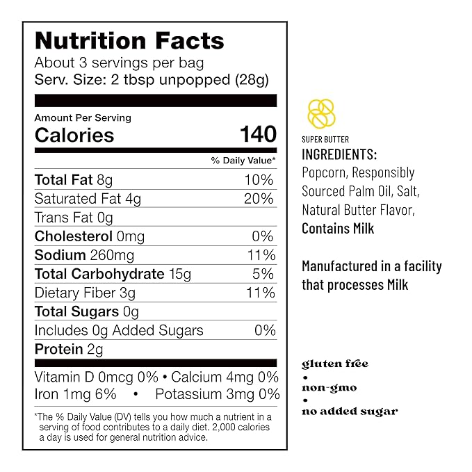 Opopop Microwave Popcorn - Super Butter 2.8 oz., 9-Count - Butter Popcorn, Flavored Popcorn, Non-GMO