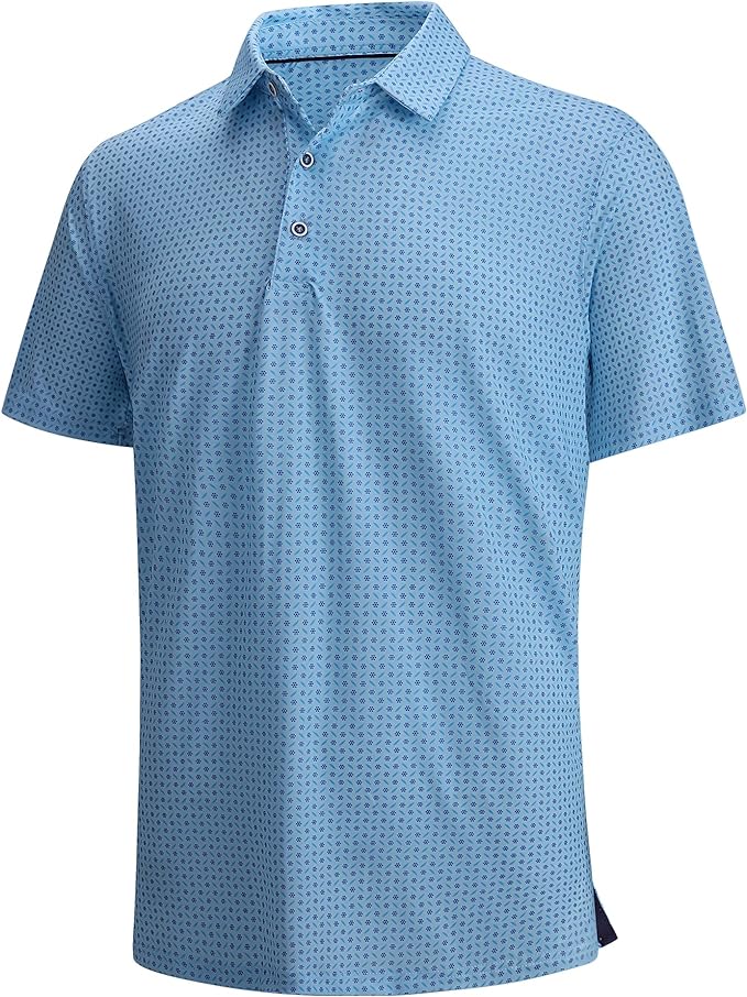 SAMERM Golf Shirts for Men Super Stretch Jacquard Dry Fit Golf Polo Moisture Wicking Short Sleeve Polo Shirts for Men