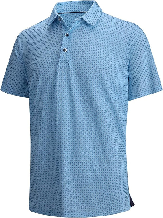 Damipow Premium Golf Shirts for Men Dry Fit Performance Polo Short Sleeve Collared Shirt