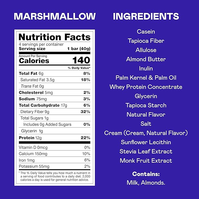 MAGIC SPOON Treats - High Protein, Low Carb, Keto Friendly, 1g of Sugar, Gluten Free, Crispy Treat Protein Bar Cereal Bar, On-The-Go Healthy Snack (Marshmallow, 16 Bars)