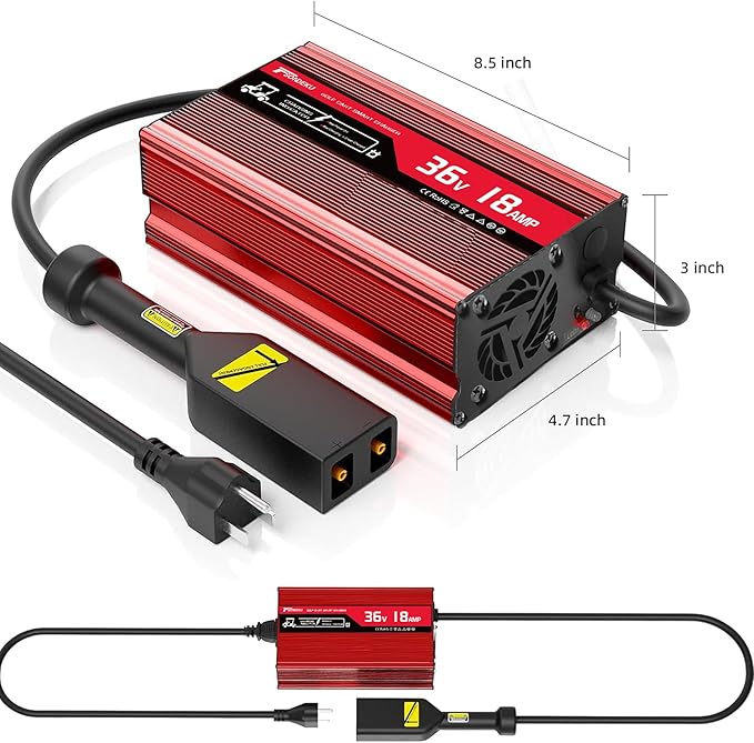 36V Golf Cart Battery Charger for EZGO TXT - 18 AMP, Upgrade Trickle Charger Tech, 4-6 hrs Fast Charge! Replace EZGO Charger with D - Plug, 16FT Cord, Aluminum Alloy Sturdy Shell