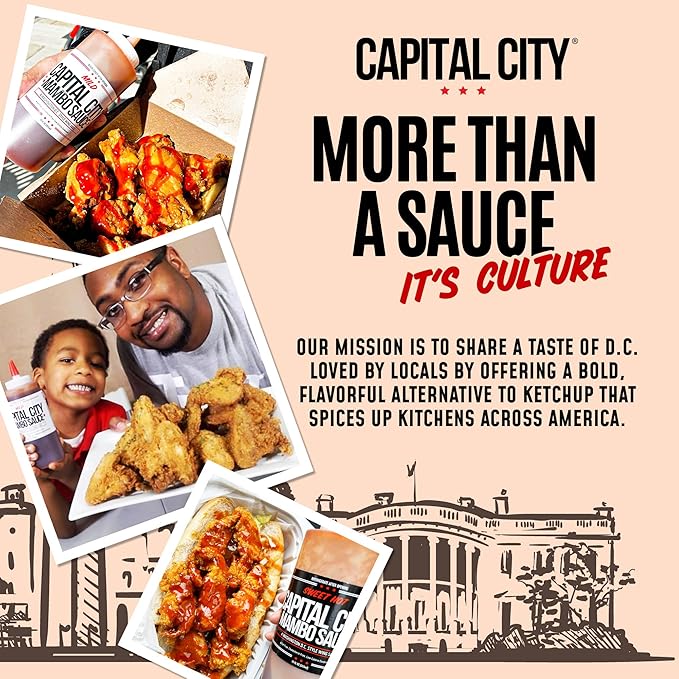 Capital City Mambo Sauce Mild, Washington DC Wing Sauces, Perfect Condiment for Wings Chicken Pork Beef Seafood Burgers Rice or Noodles, 128oz (1 Gallon) 4 Pack