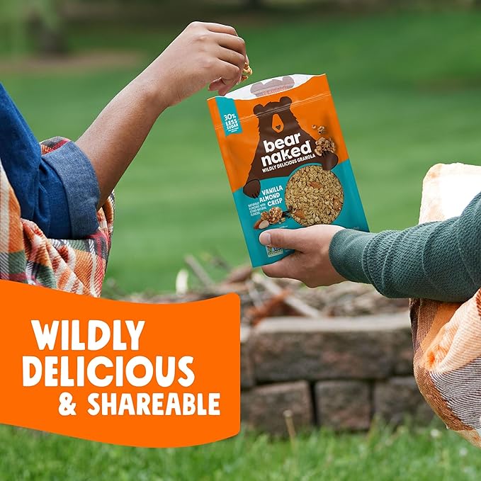Bear Naked Granola Cereal, Whole Grain Granola, Breakfast Snacks, Vanilla Almond Crisp (6 Bags)