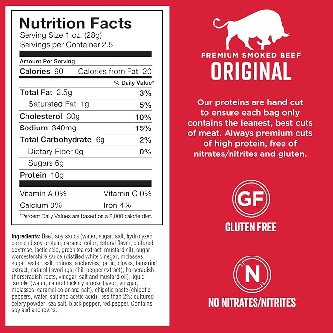 Chef's Cut Real Steak Original Recipe Jerky, 2.5 Ounce (4 Pack)
