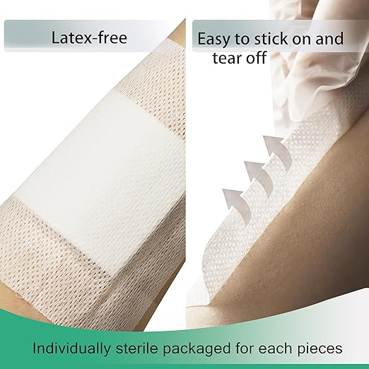 6X6 Inches Sterile Adhesive Island Wound Dressing Bandages - Extra Large Non Woven Cover with Bordered Gauze Pads, 25 Individually Pack, High Absorbent, Medical Grade by QICHUANG(6X6 INCHES - C25)