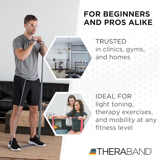 THERABAND Resistance Bands, 50 Yard Roll Professional Latex Elastic Fitness Band For Upper & Lower Body & Core Exercise, Physical Therapy, Pilates, Yoga, Stretching, Home Workouts, & Rehab